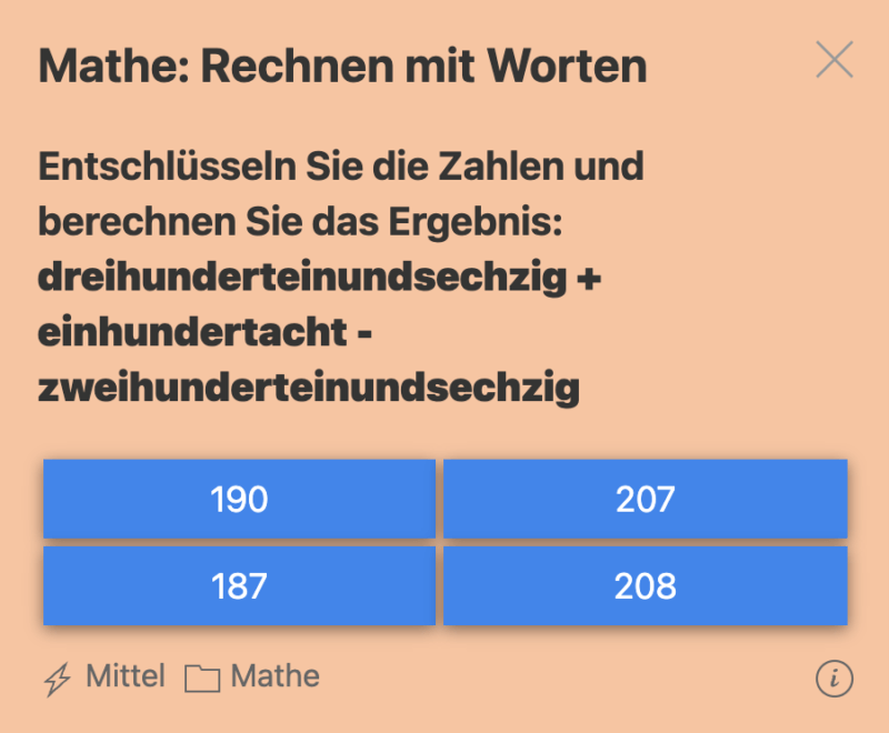 Aufgaben aus dem Bereich Mathematik: Rechnen mit Worten