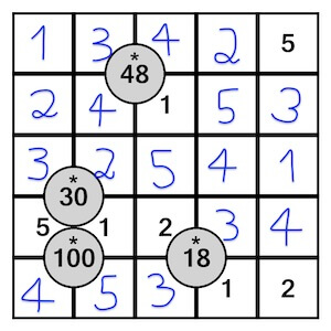 Mathe Sudoku 2: 5 mal 5 Feld Lösung