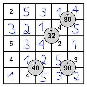 Mathe-Sudoku 3: 5 mal 5 Feld Lösung